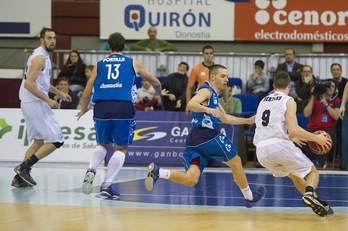 Derbi entre Gipuzkoa Basket y Bilbao Basket con victoria para los donostiarras. (Gorka RUBIO/ARGAZKI PRESS)