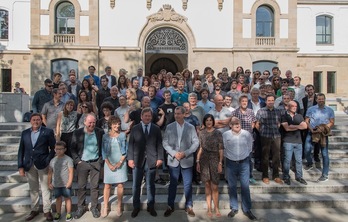 Representantes de las instituciones y de las películas que se proyectarán en Zinemaldia. (Andoni CANELLADA/ARGAZKI PRESS)