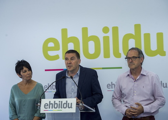 Iriarte, Otegi y Araiz serán tres de los cuatro representantes de EH BIldu en Kanbo. (Luis JAUREGIALTZO / ARGAZKI PRESS) 