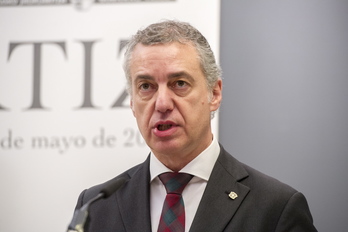 Urkullu, durante la comparecencia del pasado viernes en Bertiz. (Gorka RUBIO / FOKU)