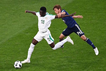 Biziki lehiatua izan da Japonia eta Senegalen arteko neurketa. (Anne Christine POUJOULAT/AFP)