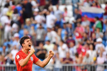 Harry Maguire, encargado de abrir la lata. (Yuri CORTEZ/AFP)