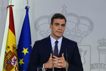 Pedro Sánchez ha intervenido en La Moncloa tras conocer la sentencia del Supremo. (Javier SORIANO/AFP)