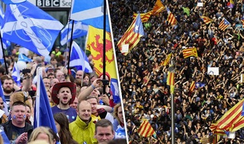 Catalunya y Escocia, dos de los movimientos independentistas más sofistiados de Europa. (NAIZ)