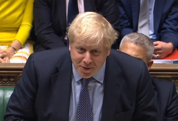 Erresuma Batuko lehen ministroa, Boris Johnson, komunen ganberan(AFP)