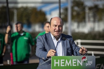 Andoni Ortuzar, en la presentación de la campaña del PNV. (Aritz LOIOLA | FOKU)