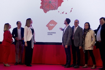 Los candidatos de Navarra Suma, en el inicio de campaña. (Iñigo URIZ / FOKU))