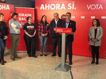 Patxi López, durante su intervención en Basauri. (@socialistavasco)