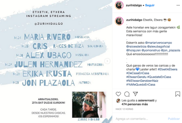 Zurine Hidalgo instagram ekimena