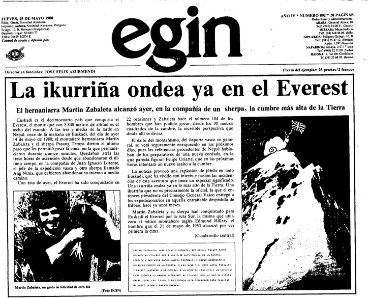 'Egin'-en 1980ko maiatzaren 15eko azala.