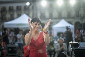 Maddalen Iriarte, durante el acto de campaña realizado en Gasteiz. (Jaizki FONTANEDA/FOKU)