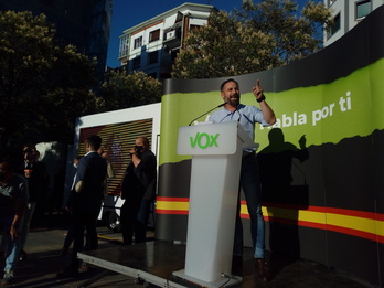 Santiago Abascal, en el acto celebrado en Irun. (M.T.)