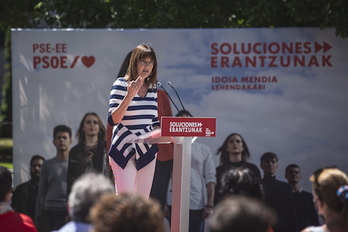 Idoia Mendia en un acto electoral. (Aritz LOIOLA/FOKU)