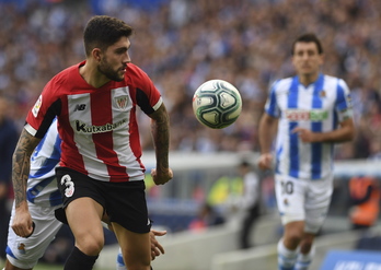 Unai Núñez en el último derbi ante la Real en Anota. (Jon URBE / FOKU)