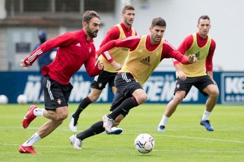 Imagen del entrenamiento en Tajonar (OSASUNA)
