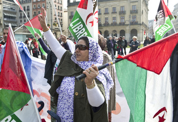 Sahararen aldeko protesta bat, Iruñean, artxiboko irudian. (Jagoba MANTEROLA/FOKU)