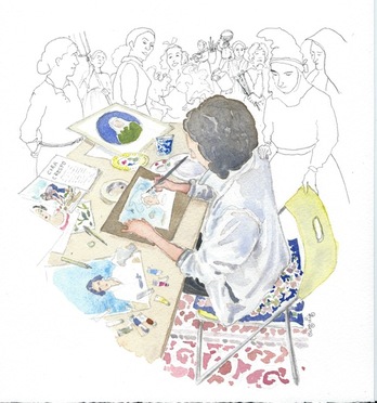 Elena Ciordiak sortze prozesua irudikatuz osatu duen ilustrazioa. (Elena CIORDIA)