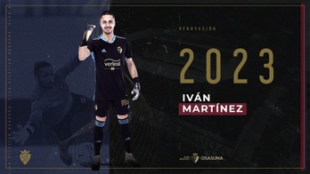 Foto de la web de Osasuna por la renovación de Iván Martínez. (OSASUNA)
