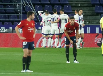 El Valladolid celebra el primer gol del partido (LOF)