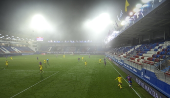 Imagen de las gradas vacías de Ipurua en el duelo entre Eibar y Villarreal. (Jon URBE / FOKU)