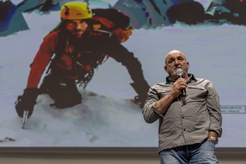 Juanio Oiarzabal, en un homenaje a Alberto Zerain en 2017. (Juanan RUIZ / FOKU)