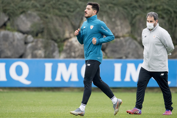 Yuri durante el entrenamiento en Lezama. (@AthleticClub)