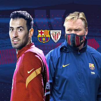 Imagen que ha utilizado el Barça para anunciar la rueda de prensa de Busquets y Koeman. (FC BARCELONA)