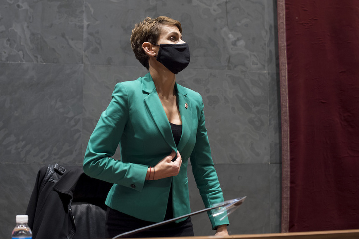 Maria Chivite Nafarroako presidentea, legebiltzarrean. (Iñigo URIZ/FOKU)