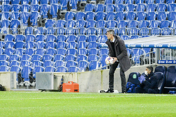 Imanol, en el último partido de Anoeta contra el Betis. (Gorka RUBIO/FOKU)