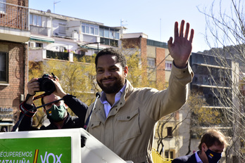 El candidato de Vox, Ignacio Garriga, en un acto en Barcelona (David OLLER/EUROPA PRESS)