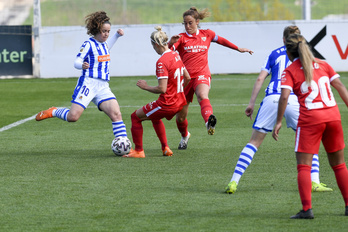 Nerea Eizagirre, la máxima goleadora de la Real, ha abierto el marcador. (Gorka RUBIO / FOKU)