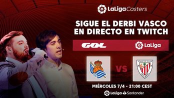 Cartel del anuncio sobre la emisión del derbi en Twitch. (GOL)