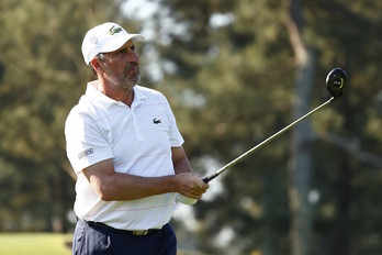 Txema Olazabal, durante los entrenamientos al Masters de Augusta 2021. (Jared C. TILTON/AFP)