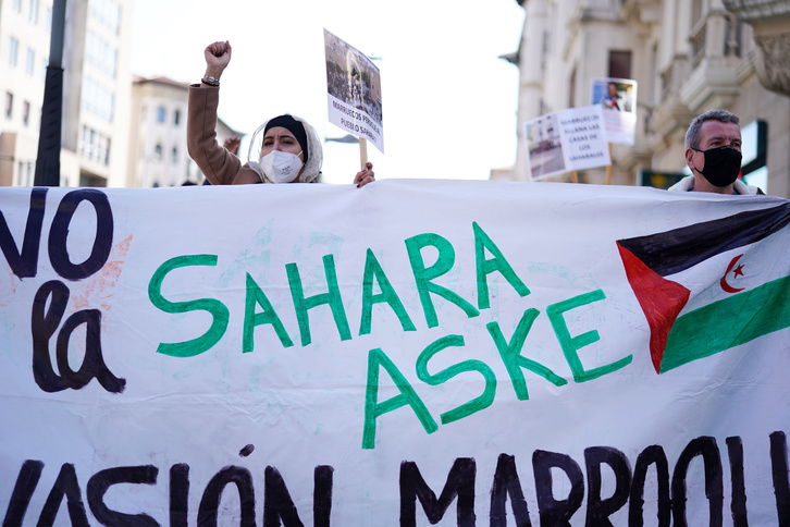 Sahararen aldeko manifestazioa Iruñean. (Endika PORTILLO/FOKU)