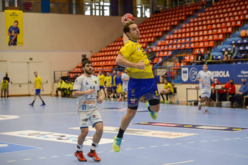 Kauldi Odiozola, en uno de sus últimos partidos antes de lesionarse. (Gorka RUBIO/FOKU)