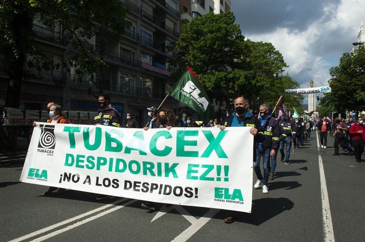 Tubacex enpresako langileak protestan. (Monika DEL VALLE/FOKU)