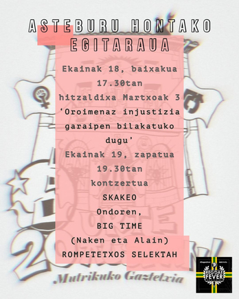 Mutrikuko gaztetxearen asteburuko emanaldien zerrenda