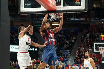 Steven Enoch ha sido uno de los puntales del triunfo colectivo del Baskonia ante el Mónaco. (Endika PORTILLO / FOKU)