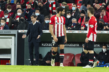 Marcelino en el partido de octavos ante el Barcelona en San Mamés.