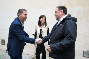 Otegi y Junqueras se han reunido este viernes en Barcelona.