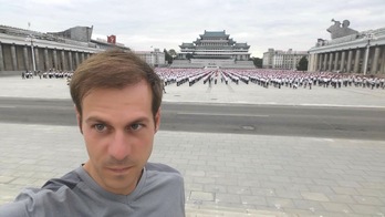 El viajero Flavio Ferrari Zumbini, durante su visita a Corea del Norte.