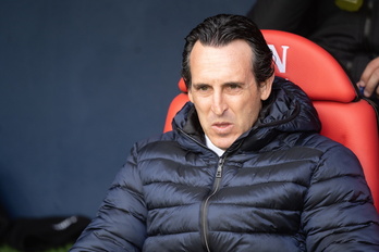 Unai Emery, hace un par de meses, en su visita a El Sadar.