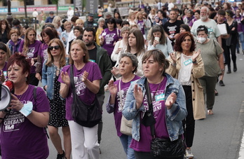 Movilización de las trabajadoras de residencias de Gipuzkoa, en Donostia.