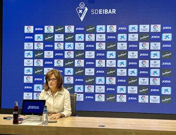 Amaia Gorostiza ha comparecido hoy en la sala de prensa de Ipurua.