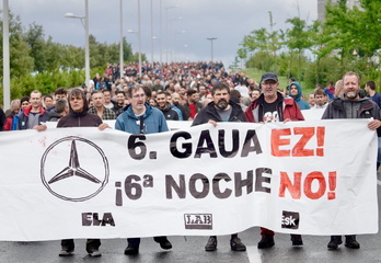 Movilización este miércoles de los trabajadores de Mercedes en Gasteiz.