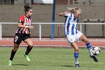 Oihane y Jenssen durante la semifinal de la última Euskal Herria Kopa.