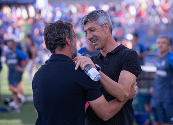 Imanol, con Quique Sánchez Flores el domingo, quiso quitar dramatsmo a la derrota de Getafe.