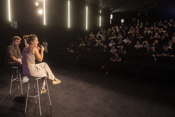 Mikele Landa Tabakaleran, Nest barnean, ‘‘Noizko basoa’ filmaren estreinaldian.