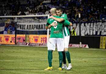 Eraso celebra uno de los goles con el Pafos FC.