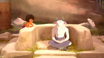 Ícaro juega con Asterion (El Minotauro) siendo niño.